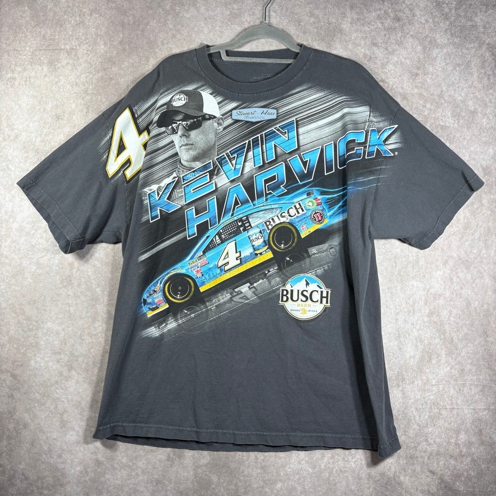 2017 Kevin Harvick Racing NASCAR Shirt Mens Size 2XL Gray Graphic Print Busch